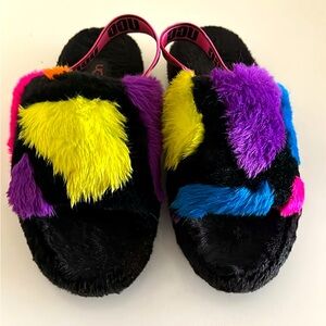 Big girls UGG furry slides 🖤🩷💛💜🩵